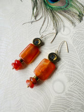 Load image into Gallery viewer, Carnelian &amp; gold hematite earrings