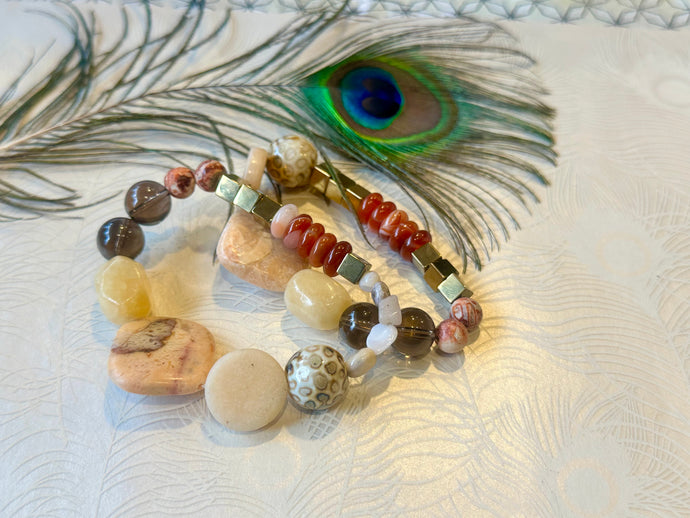Carnelian & peach stone bracelet