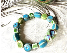 Load image into Gallery viewer, Blue &amp; green ceramic bracelet