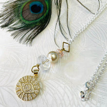 Load image into Gallery viewer, Pearl &amp; crystal evil eye amulet necklace