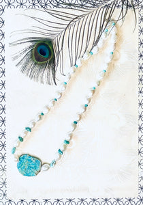 Turquoise & Pearl Statement Necklace