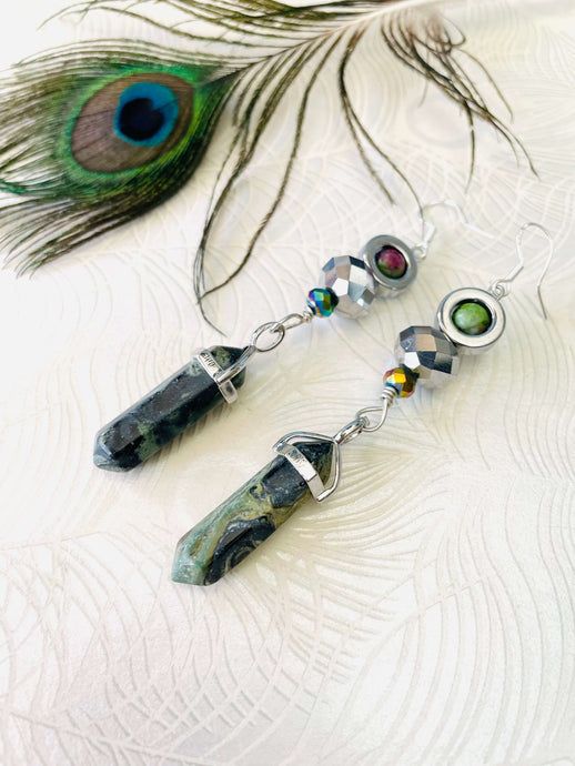Green & Grey  Chandelier Earring
