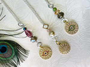 Pearl & crystal evil eye amulet necklace