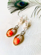Load image into Gallery viewer, Neon Orange Swarovski Crystal &amp; Pearl with Mixed Metal Earring