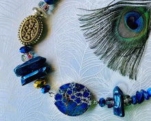 Load image into Gallery viewer, bright blue lapis lazuli statement handmade necklace