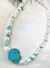 Load image into Gallery viewer, Turquoise &amp; Pearl Statement Necklace