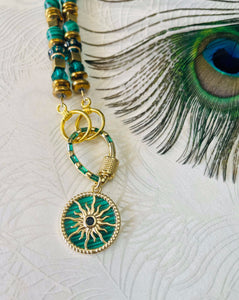Green & Gold Malachite Starburst Necklace